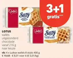 Spar LOTUS wafels uitgezonderd chocolade vanaf 216 g aanbieding