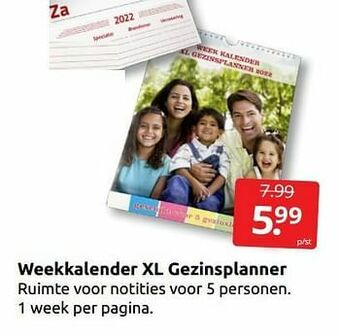 Boekenvoordeel Weekkalender xl gezinsplanner aanbieding