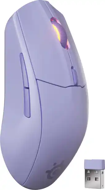 Coolblue SteelSeries Rival 3 Gen 2 Draadloze Gaming Muis Lavendel aanbieding