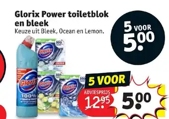 Kruidvat Glorix Power toiletblok en bleek aanbieding
