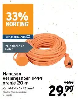 GAMMA Handson verlengsnoer IP44 oranje 20 m aanbieding
