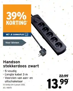 GAMMA Handson stekkerdoos zwart aanbieding