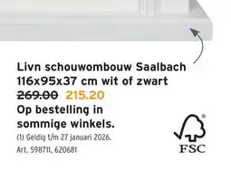 GAMMA Livn schouwombouw Saalbach 116x95x37 cm wit of zwart aanbieding