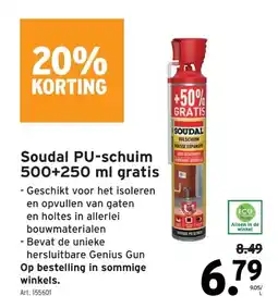 GAMMA Soudal PU-schuim 500+250 ml gratis aanbieding