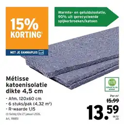 GAMMA Métisse katoenisolatie dikte 4,5 cm aanbieding