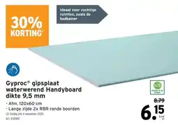 GAMMA Gyproc gipsplaat waterwerend Handyboard dikte 9,5 mm aanbieding