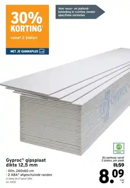 GAMMA Gyproc gipsplaat dikte 12,5 mm aanbieding