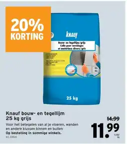 GAMMA Knauf bouw- en tegellijm 25 kg grijs aanbieding