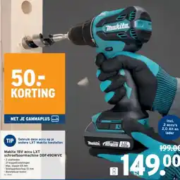 GAMMA Makita 18V accu LXT schroefboormachine DDF490WVE aanbieding