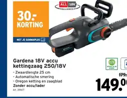 GAMMA Gardena 18V accu kettingzaag 250/18V aanbieding