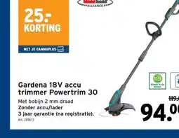 GAMMA Gardena 18V accu trimmer Powertrim 30 aanbieding