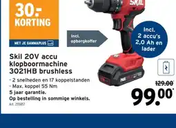 GAMMA Skil 20V accu klopboormachine 3021HB brushless aanbieding