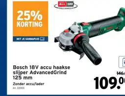 GAMMA Bosch 18V accu haakse slijper AdvancedGrind 125 mm aanbieding
