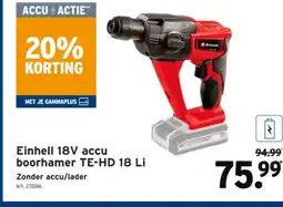 GAMMA Einhell 18V accu boorhamer TE-HD 18 Li aanbieding