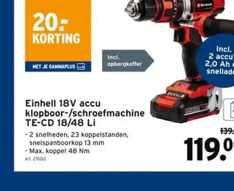 Einhell 18V accu klopboor-/schroefmachine TE-CD 18/48 Li