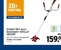 GAMMA Einhell 18V accu bosmaaier AGILLO 18/200 aanbieding