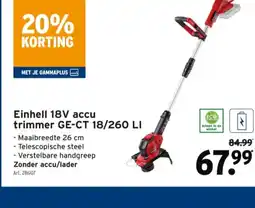 GAMMA Einhell 18V accu trimmer GE-CT 18/260 LI aanbieding