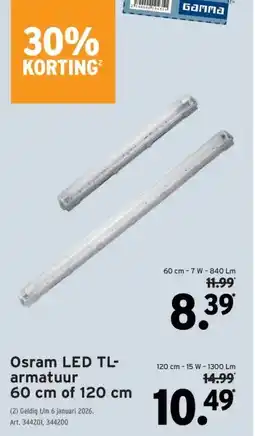 GAMMA Osram LED TL- armatuur 60 cm of 120 cm 120 cm -15 W-1300 Lm aanbieding