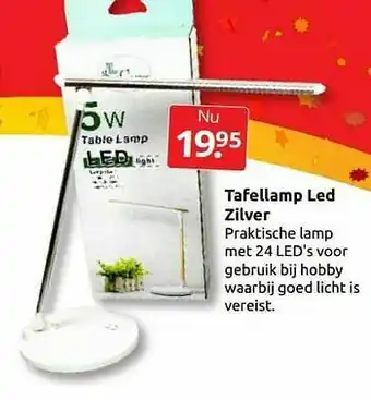 Boekenvoordeel Tafellamp led zilver aanbieding