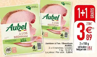 Cora Jambon a l'os / Beenham Aubel 2x150g aanbieding