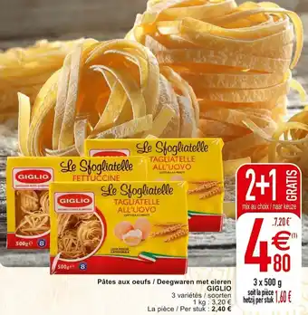 Cora Pates aux oeufs / Deegwaren met eieren Giglio 3x500g aanbieding
