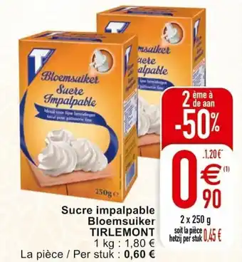 Cora Sucre impalpable Bloemsuiker Tirlemont 2x250g aanbieding