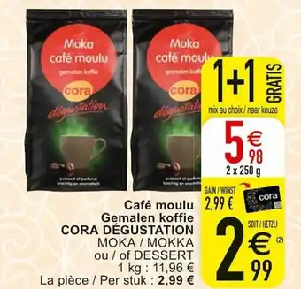 Cora Cafe moulu Gemalen koffie Degustation 2x250g aanbieding