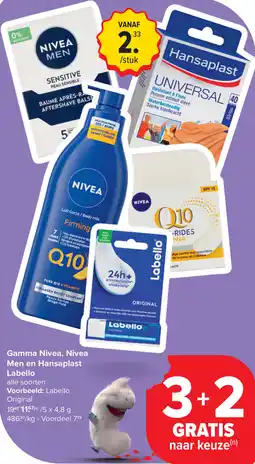 Carrefour Gamma Nivea, Nivea Men en Hansaplast Labello aanbieding