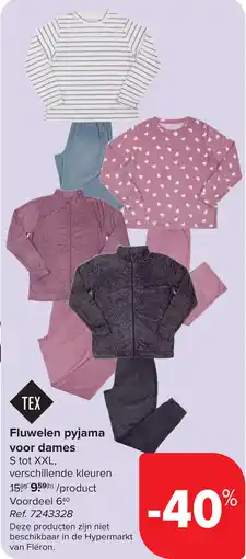 Carrefour Fluwelen Pyjama voor Dames aanbieding