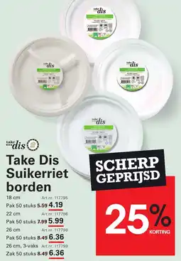 Sligro Take Dis Suikerriet borden aanbieding