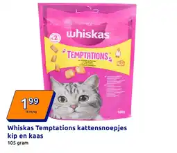 Action Whiskas Temptations kattensnoepjes kip en kaas aanbieding