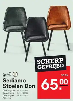 Sligro Sediamo Stoelen Don aanbieding