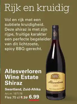 Sligro Allesverloren Wine Estate Shiraz aanbieding