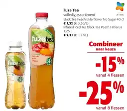 Colruyt Fuze Tea Black Tea Peach Elderflower No Sugar 40 cl aanbieding