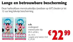 Colruyt o.b. ondergoed menstruatie slip XS-S of M-L aanbieding