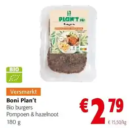 Colruyt Boni Plan’t Bio burgers Pompoen & hazelnoot 180 g aanbieding