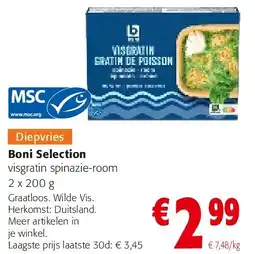 Colruyt Boni Selection visgratin spinazie-room 2 x 200 g aanbieding