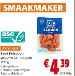 Colruyt Boni Selection gerookte zalmsnippers 150 g aanbieding