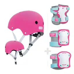 Decathlon Kinderhelm OLSSON Roze S/M + Beschermings Kit - Scooters Fiets Skateboards aanbieding