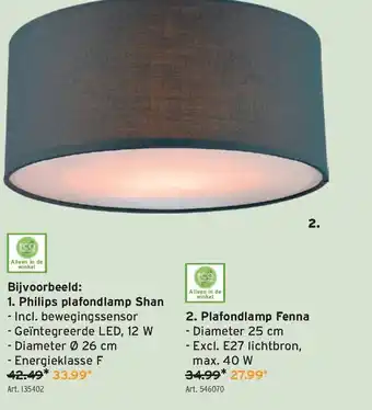 GAMMA Plafondlamp Fenna 25 cm 40W aanbieding
