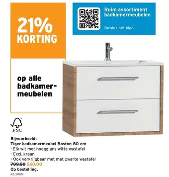 GAMMA Tiger badkamermeubel Boston 80 cm aanbieding