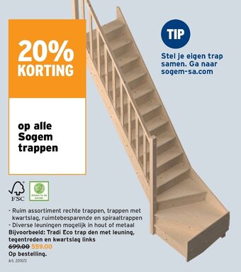 GAMMA Tradi Eco trap den met leuning, tegentreden en kwartslag links aanbieding