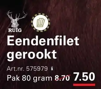Sligro Eendenfilet gerookt aanbieding