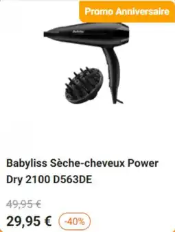 Krëfel Babyliss Sèche-cheveux Power Dry 2100 D563DE aanbieding