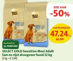 Maxi Zoo SELECT GOLD Sensitive Maxi Adult lam en rijst droogvoer hond aanbieding