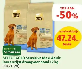 SELECT GOLD Sensitive Maxi Adult lam en rijst droogvoer hond