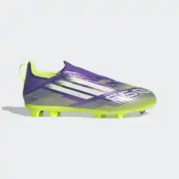 Decathlon Veterloze voetbalschoenen voor kinderen F50 League Laceless FG/MG paars groen aanbieding