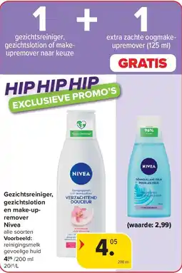 Carrefour Gezichtsreiniger, gezichtslotion en make-upremover Nivea aanbieding