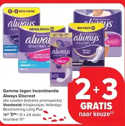 Carrefour Gamma tegen incontinentie Always Discreet aanbieding