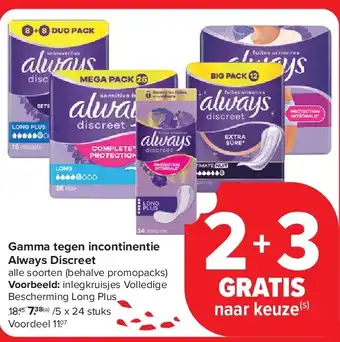Carrefour Gamma tegen incontinentie Always Discreet aanbieding